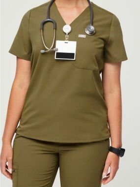 Figs martini Olive Catrina V-Neck Short Sleeve Scrub Top